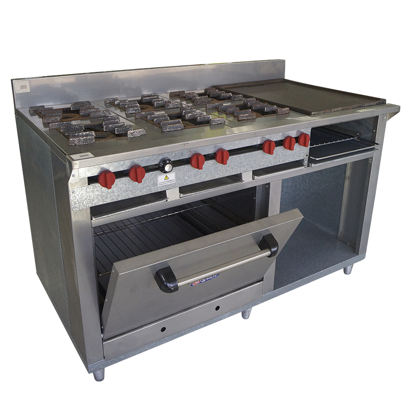 COCINA 6 HORNILLAS PLANCHA, GRAT Y HORNO STAR A/INOX (CI46113G)    